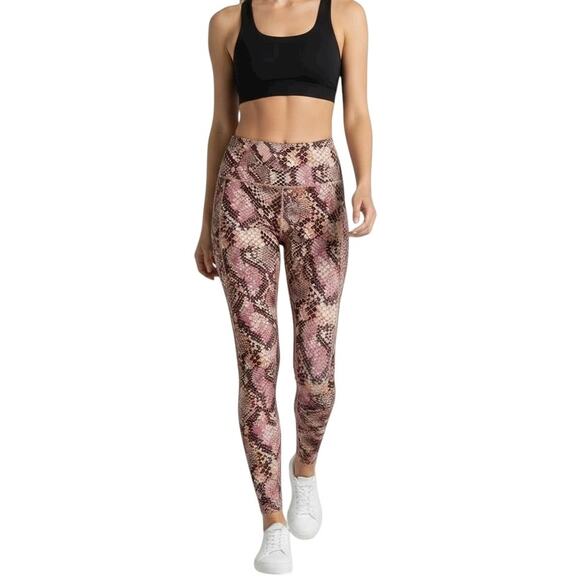 Old Navy Active Women's Elevate Leggings S Snakeskin Print Pink Go Dry High Rise - Picture 1 of 6